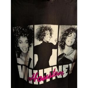 NWT Whitney Houston Triple Portrait Hoodie Black Pink Script Size L Music Icon